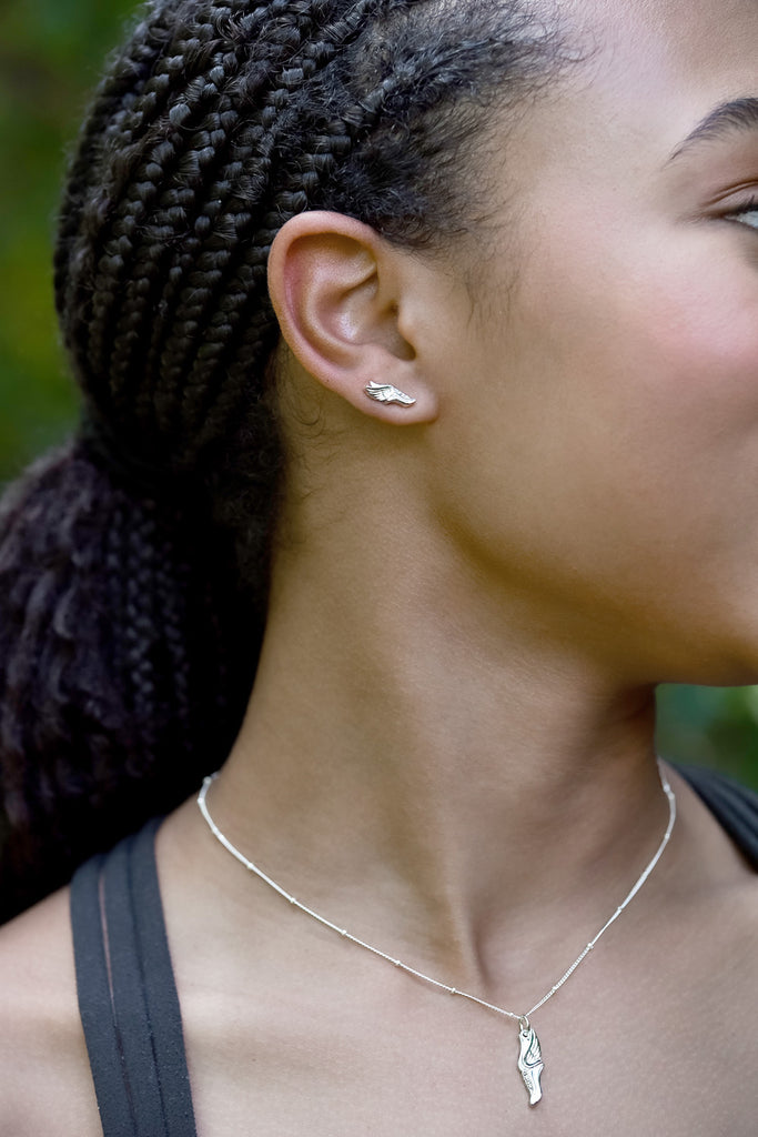 CC Sport Silver Track and Field Charm Necklace and Earrings Gift Set by