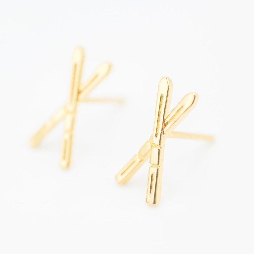 Gold Ski Earrings by Chelsea Charles