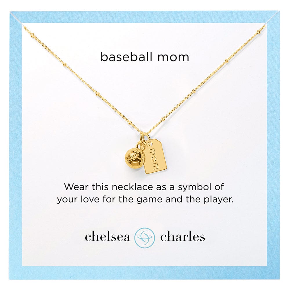 CC Sport Gold Baseball Mom Double Charm Necklace by Chelsea Charles