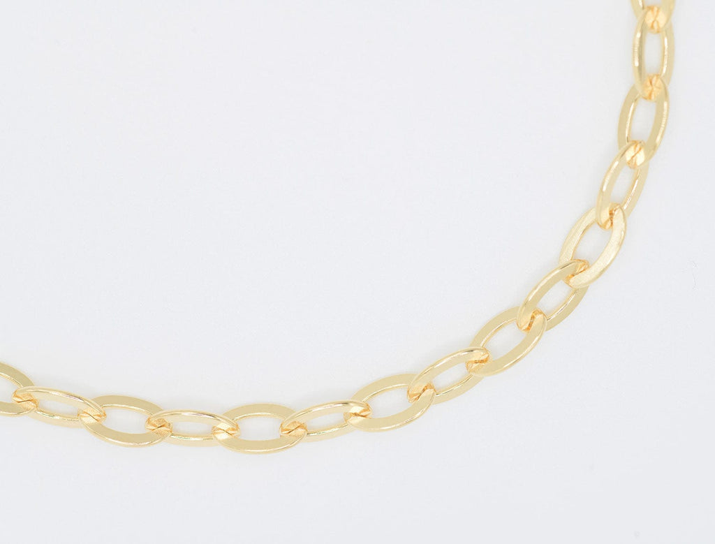 Close up of Champion Chain Overtime gold necklace pattern by Chelsea Charles
