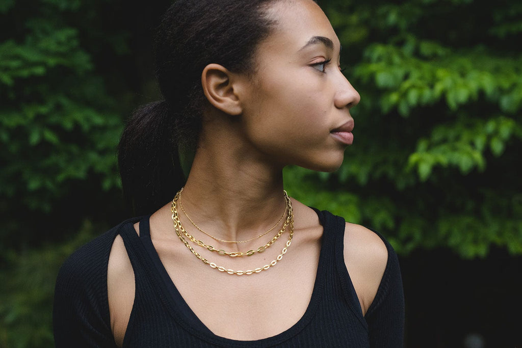 Champion Chain Layered Necklaces with Our Studio Necklace by Chelsea Charles