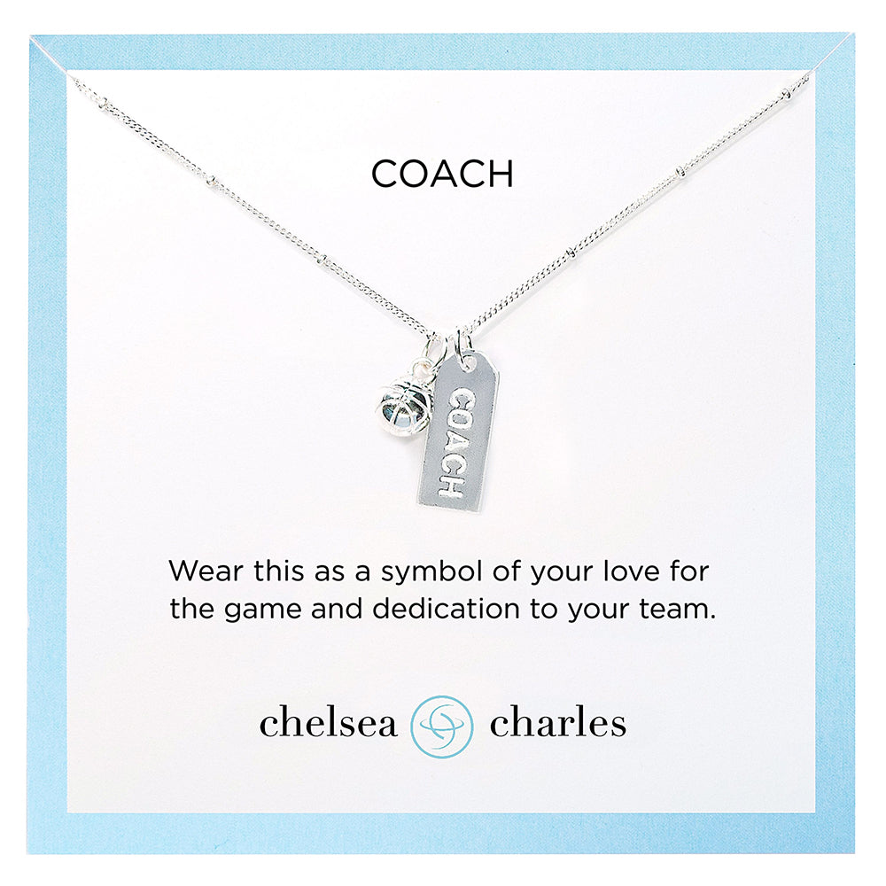 CC Sport Silver Basketball Coach Charm Necklace by Chelsea Charles