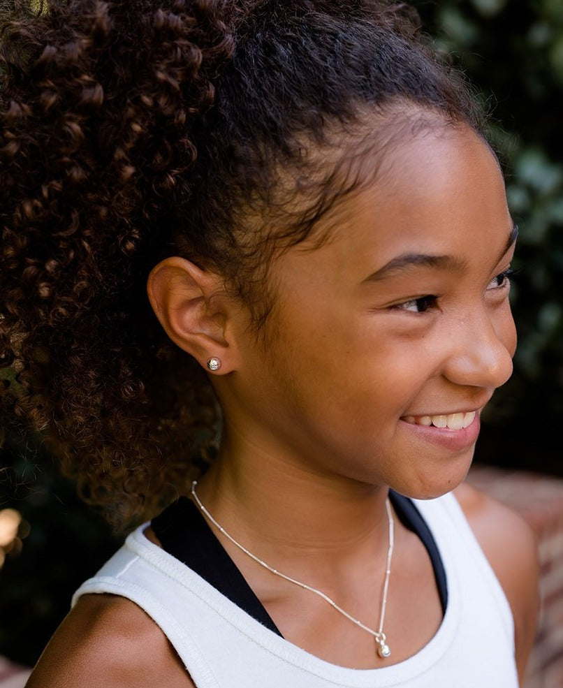 CC Sport Silver Basketball Earrings for Little Girls & Tweens