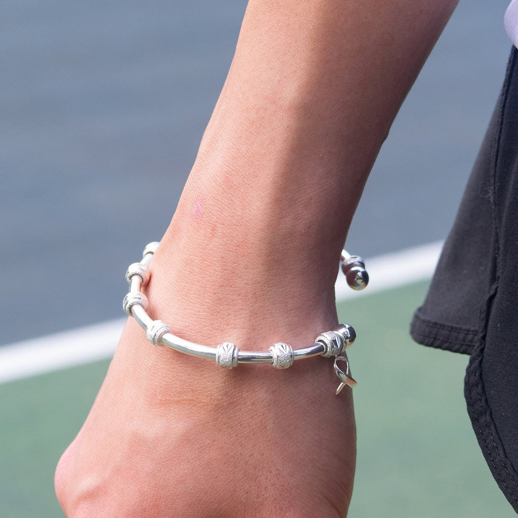 Golf Goddess Silver Stroke Counter Bracelet with Cause Ribbon