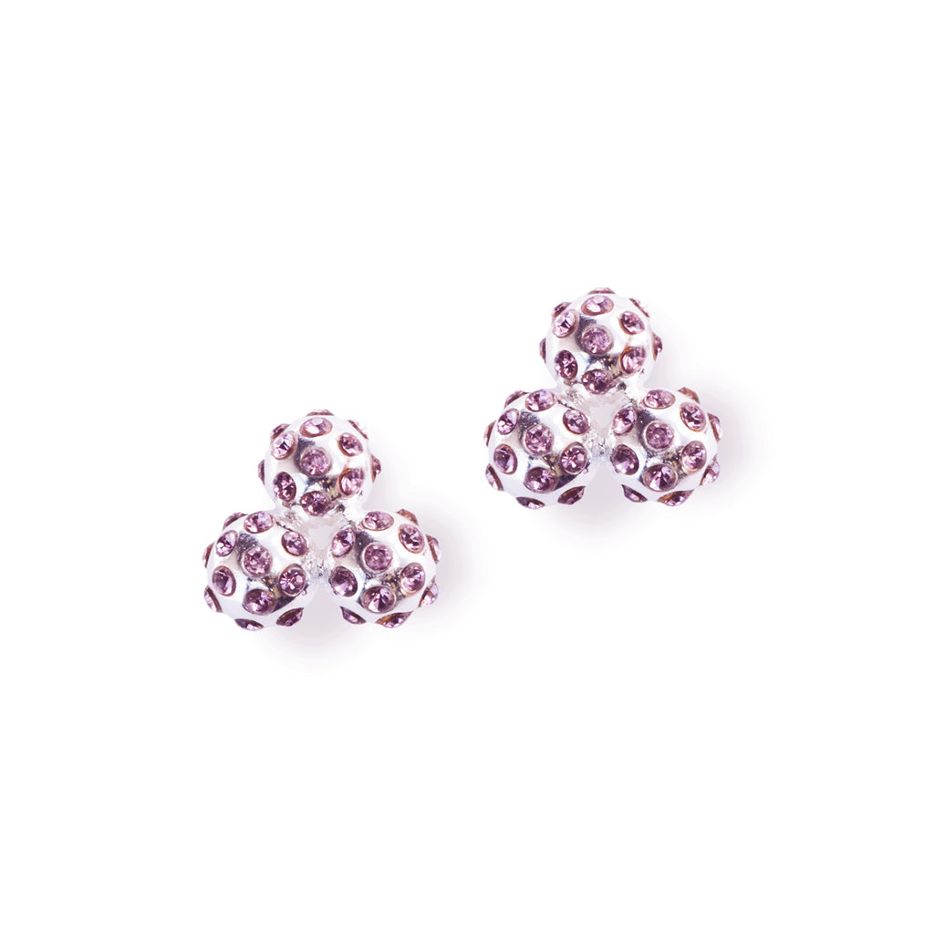 Silver and Lilac Crystal Cluster Earrings