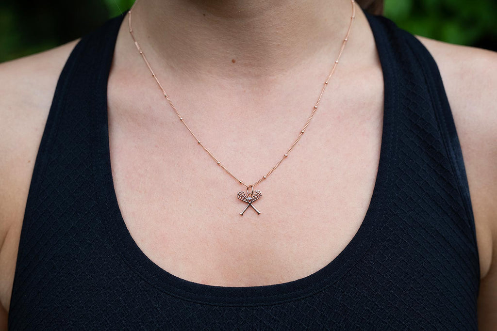 CC Sport Rose Gold Lacrosse Necklace by Chelsea Charles