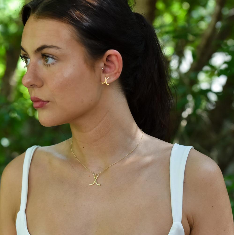 CC Sport Gold Ice Hockey Charm Necklace by Chelsea Charles