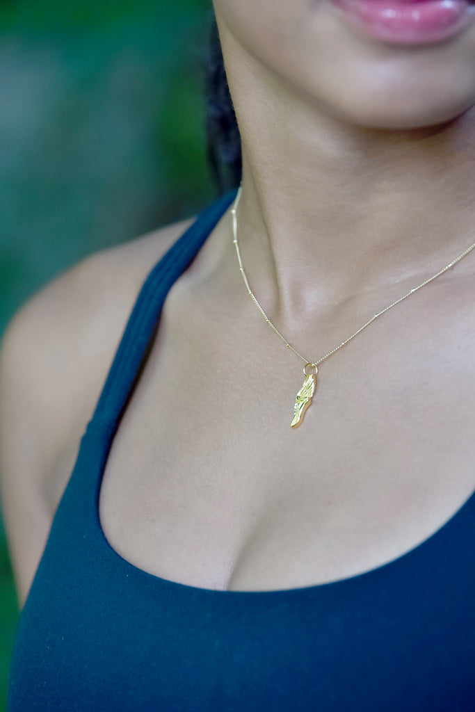 CC Sport Gold Track and Field Necklace with Winged Running Shoe Charm by Chelsea Charles