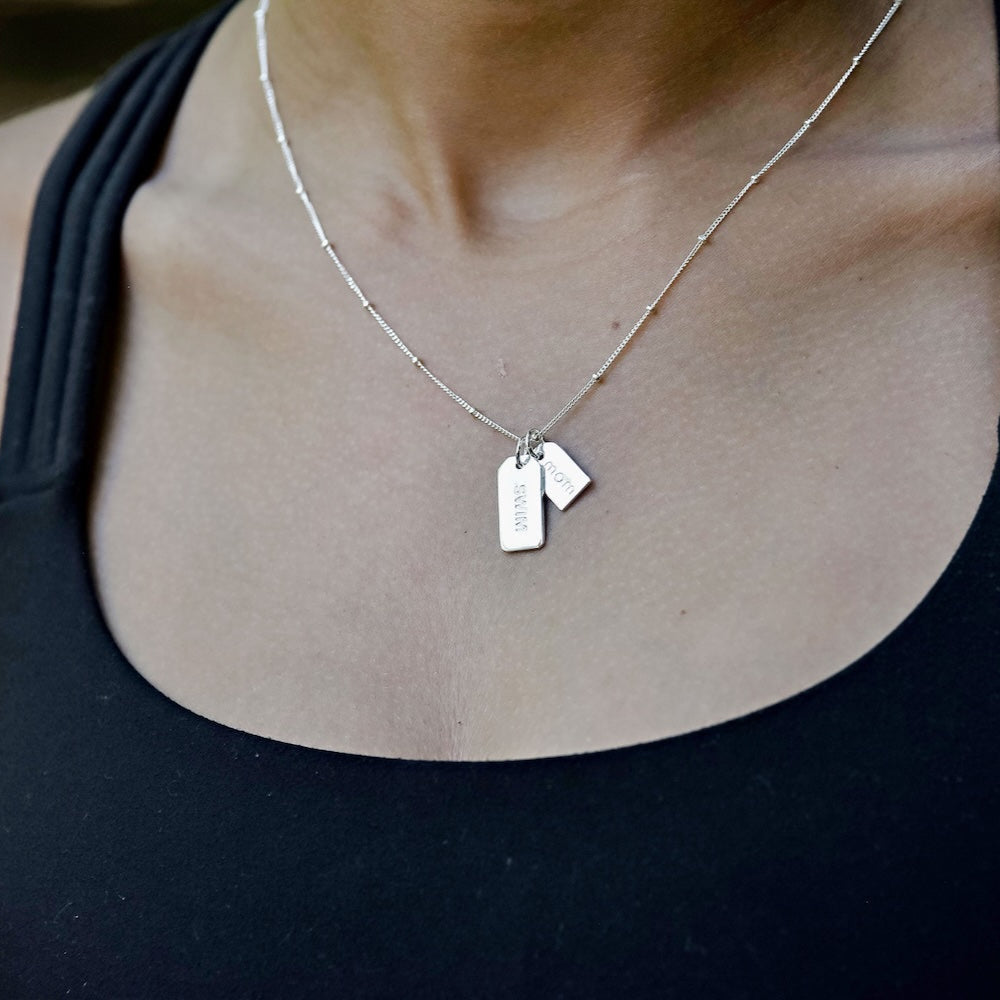 CC Sport Swim Mom Silver Double Charm Necklace by Chelsea Charles