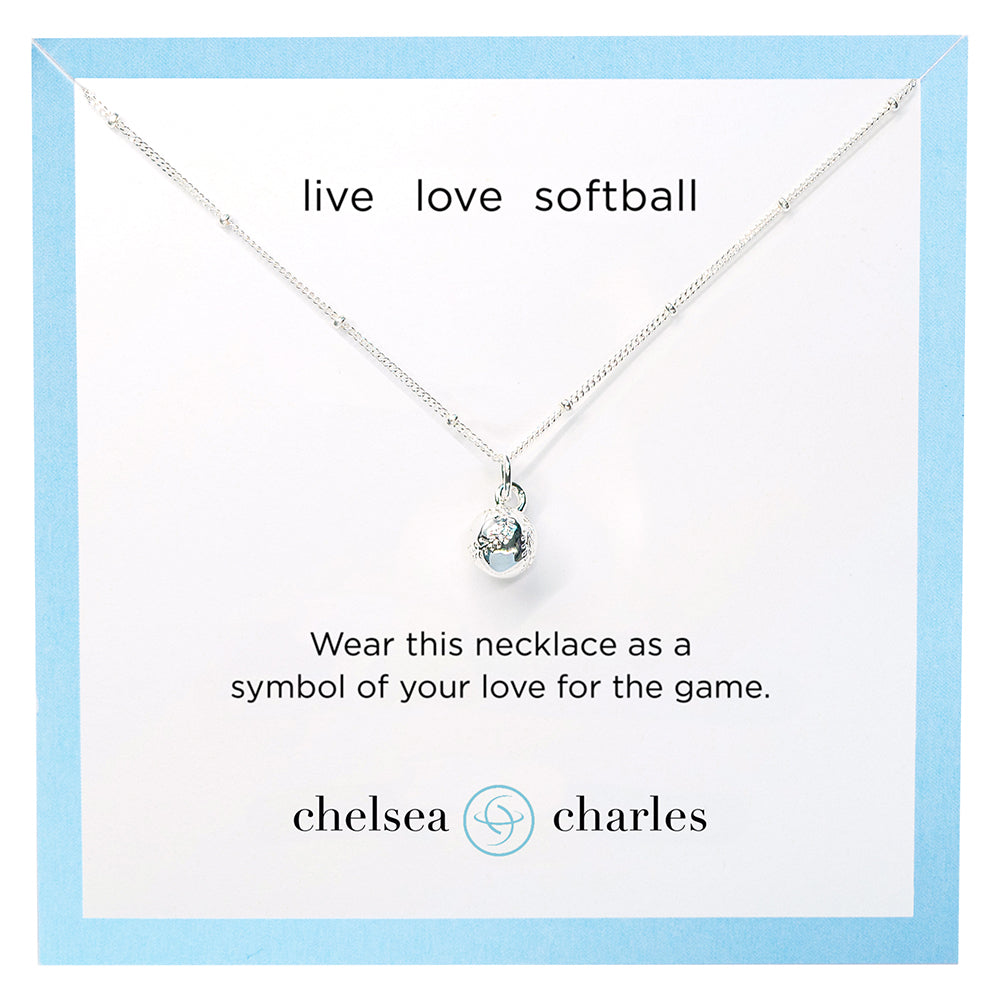 CC Sport Silver Softball Necklace by Chelsea Charles