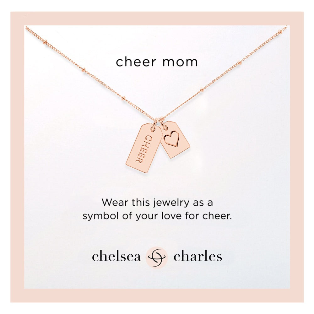 Cheer Mom Rose Gold Double Charm Necklace by Chelsea Charles