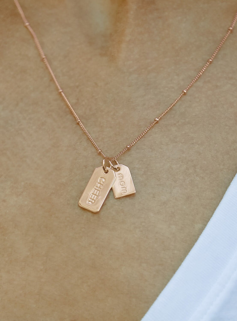 Cheer Mom Rose Gold Double Charm Necklace by Chelsea Charles