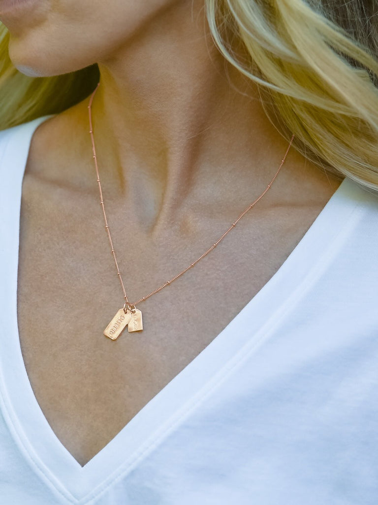 Cheer Mom Rose Gold Double Charm Necklace by Chelsea Charles
