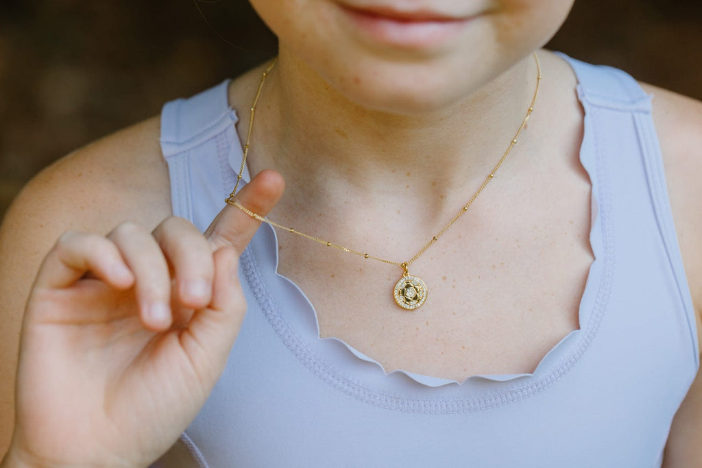 Gold Pavé Soccer Necklace for Little Girls & Tweens