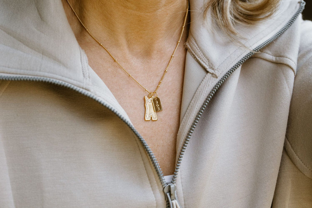 Gold Pavé Wrestling Mom Double Charm Necklace