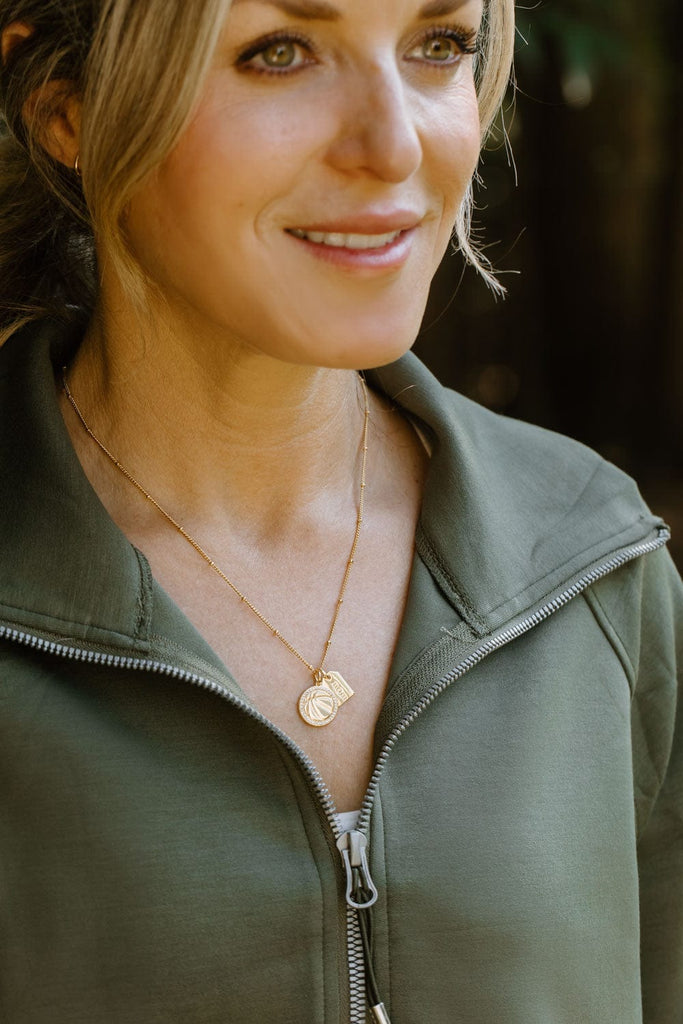 Gold Pavé Basketball Mom Double Charm Necklace