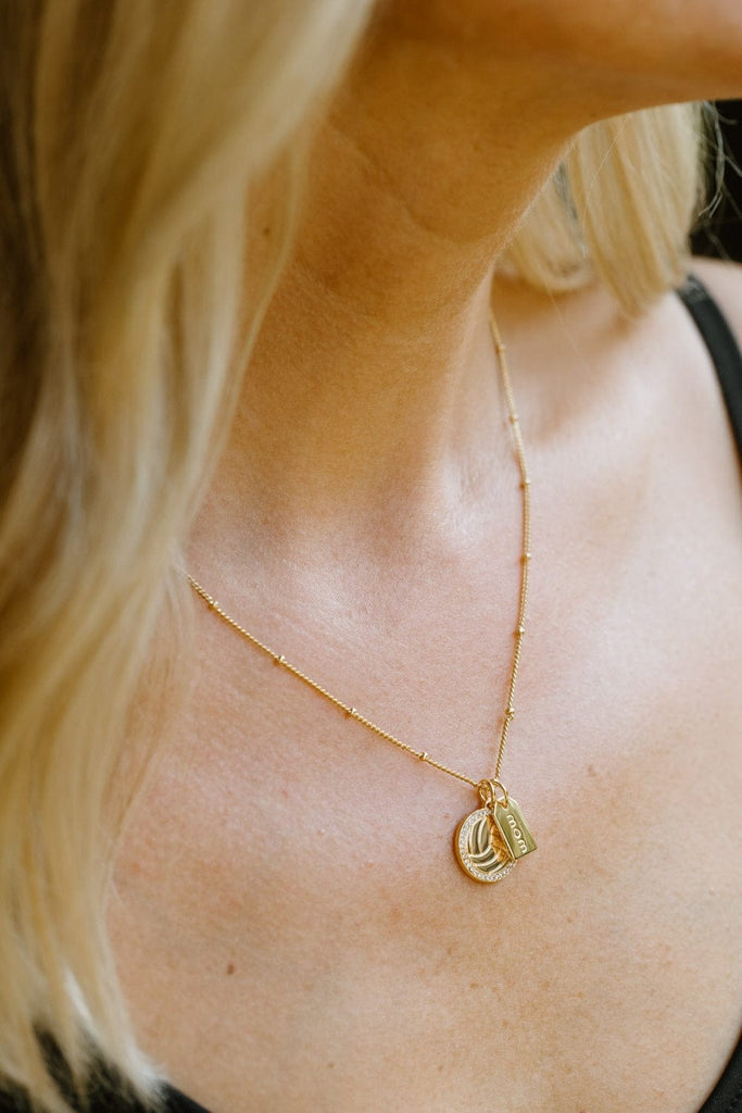 Gold Pavé Volleyball Mom Double Charm Necklace