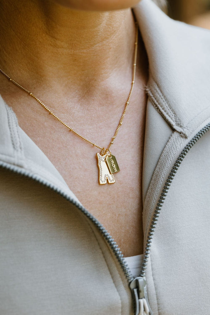 Gold Pavé Wrestling Mom Double Charm Necklace