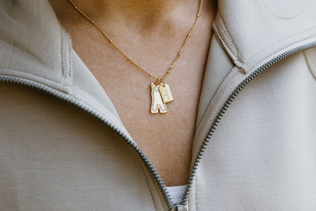 Gold Pavé Wrestling Mom Double Charm Necklace