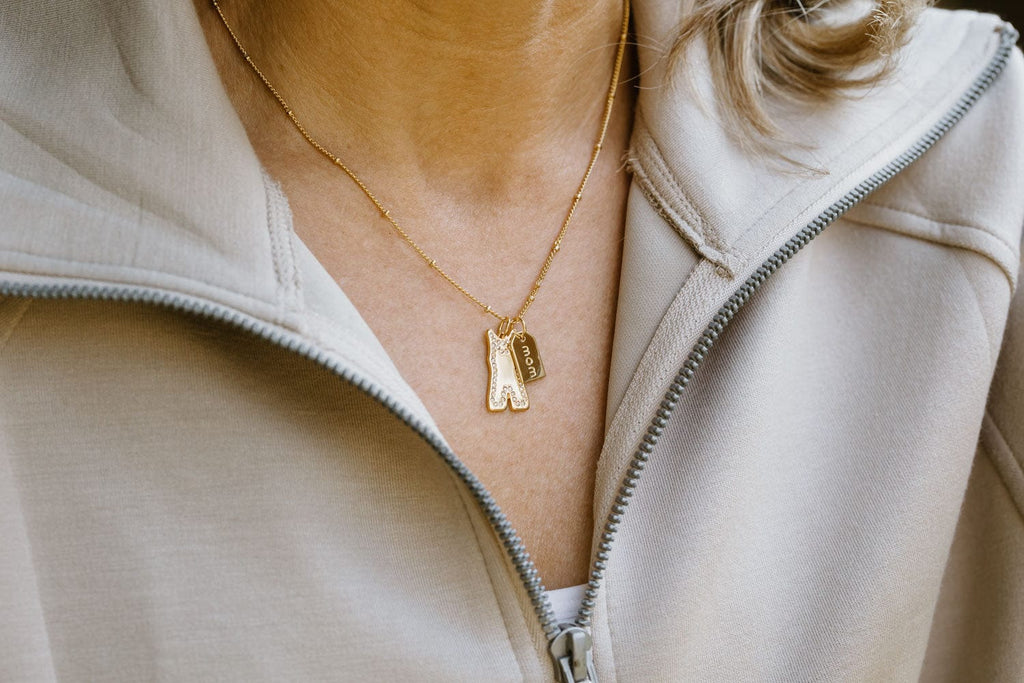 Gold Pavé Wrestling Mom Double Charm Necklace