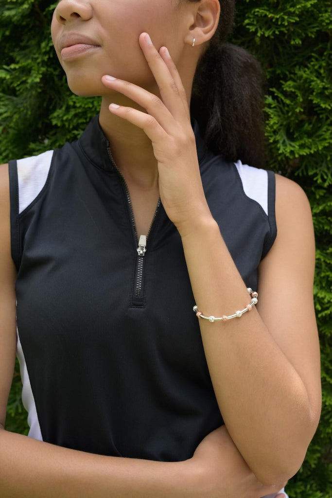 Golf Goddess Silver and Rose Gold Score Counter Bracelet by Chelsea Charles