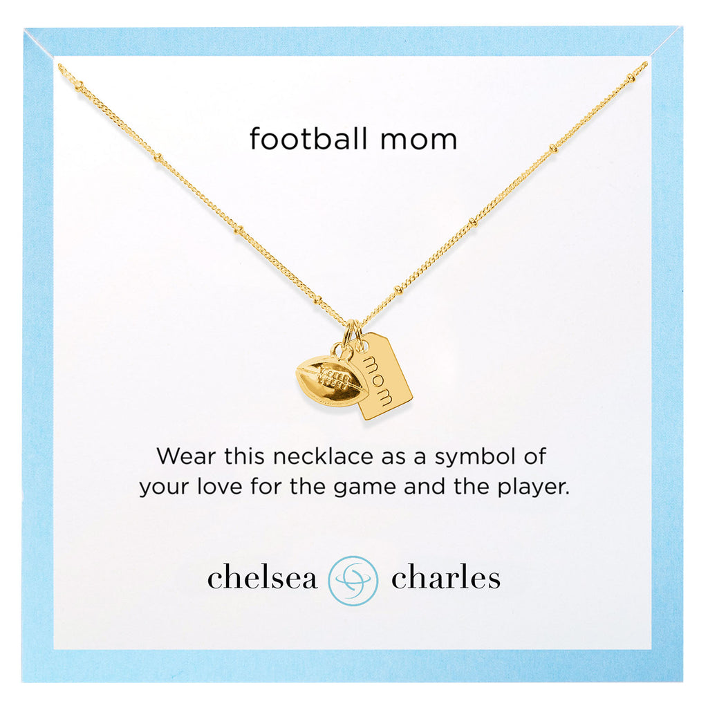 CC Sport Gold Football Mom Double Charm Necklace