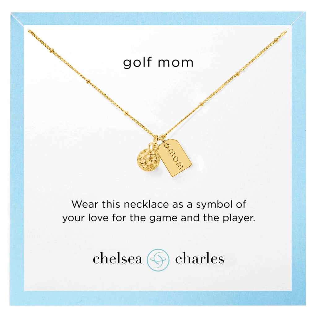 CC Sport Gold Golf Mom Double Charm Necklace