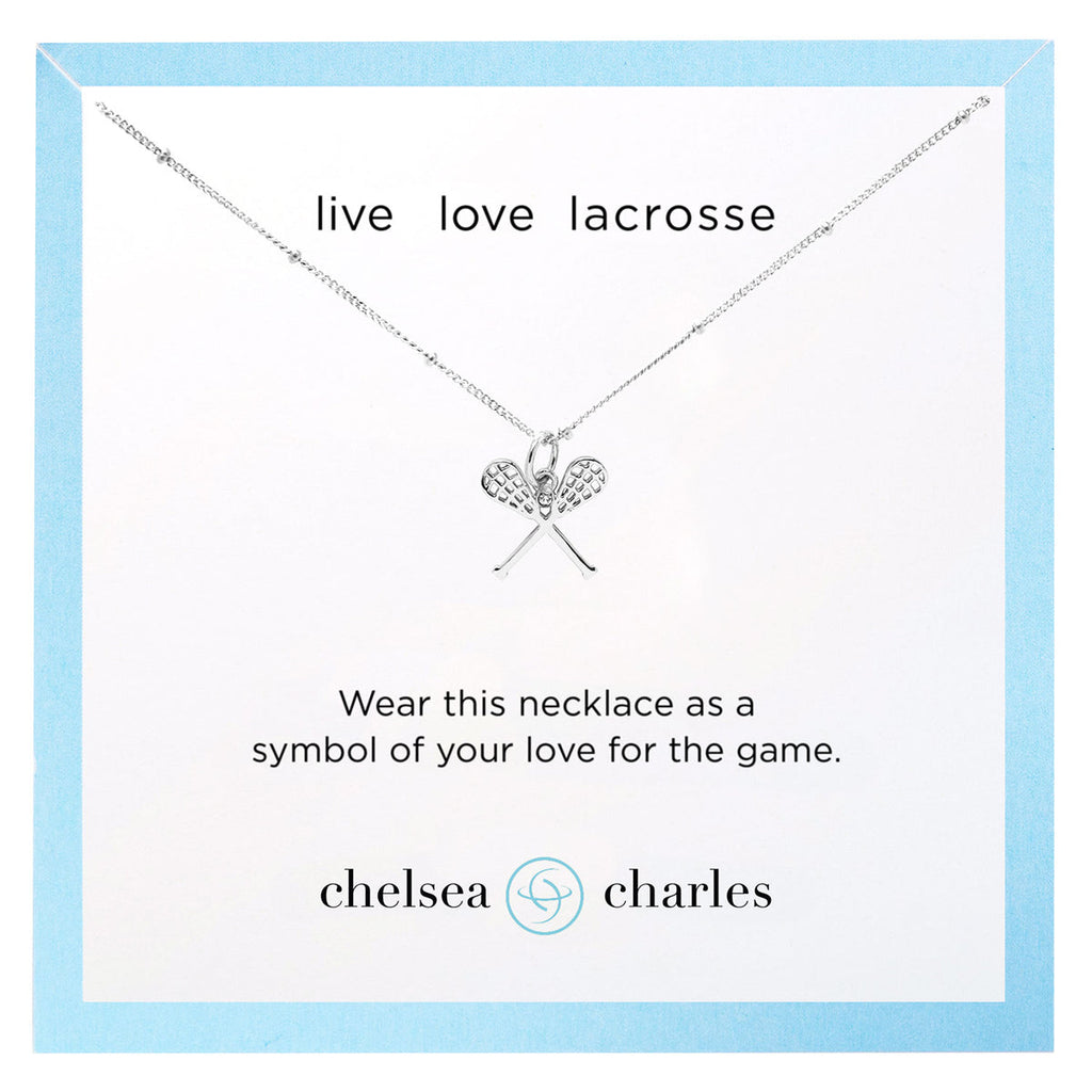 CC Sport Silver Lacrosse Necklace with Crystal Center by Chelsea Charles