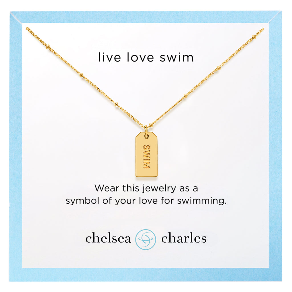 CC Sport Reversible Gold SWIM charm necklace