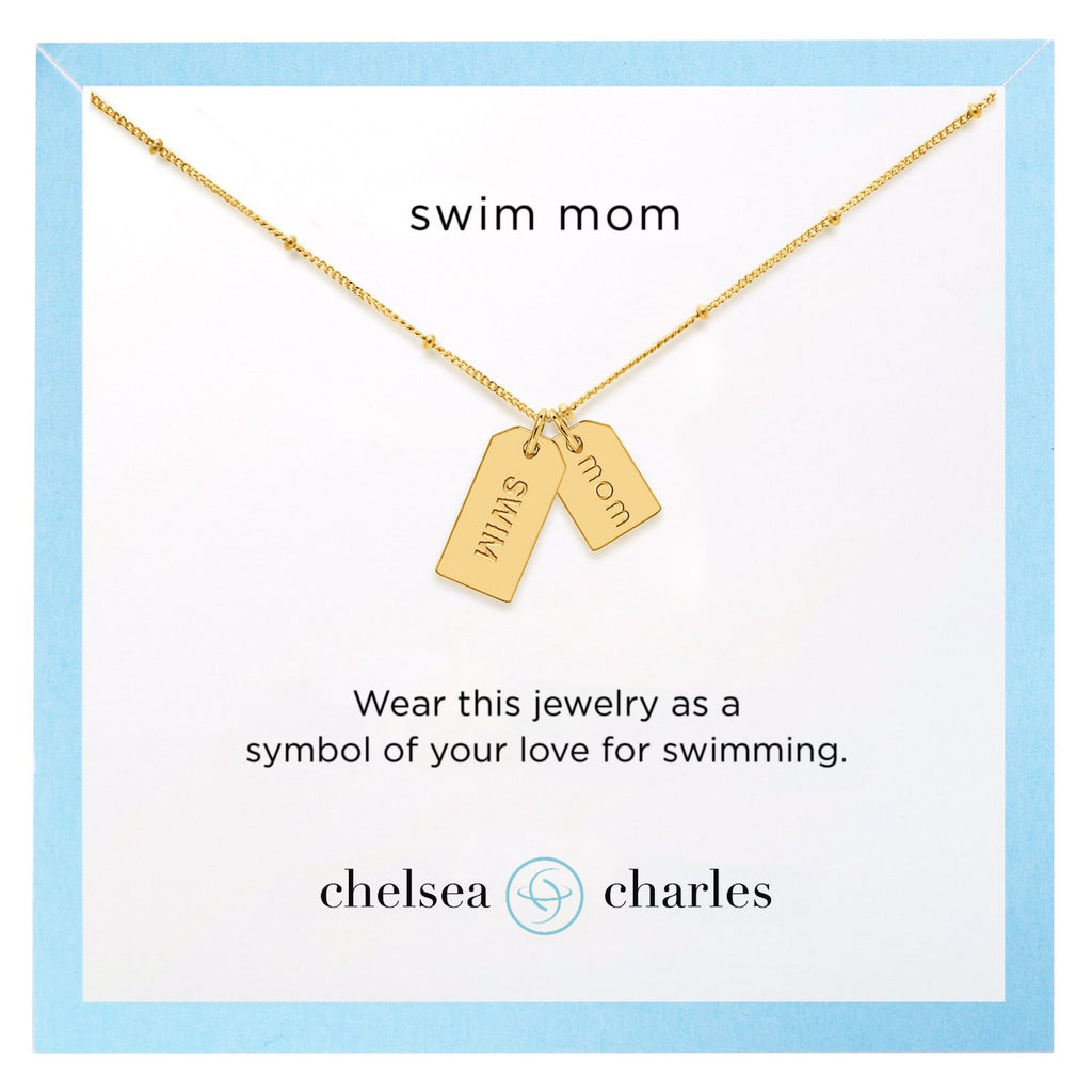 CC Sport Swim Mom Gold Double Charm Reversible Necklace by Chelsea Charles