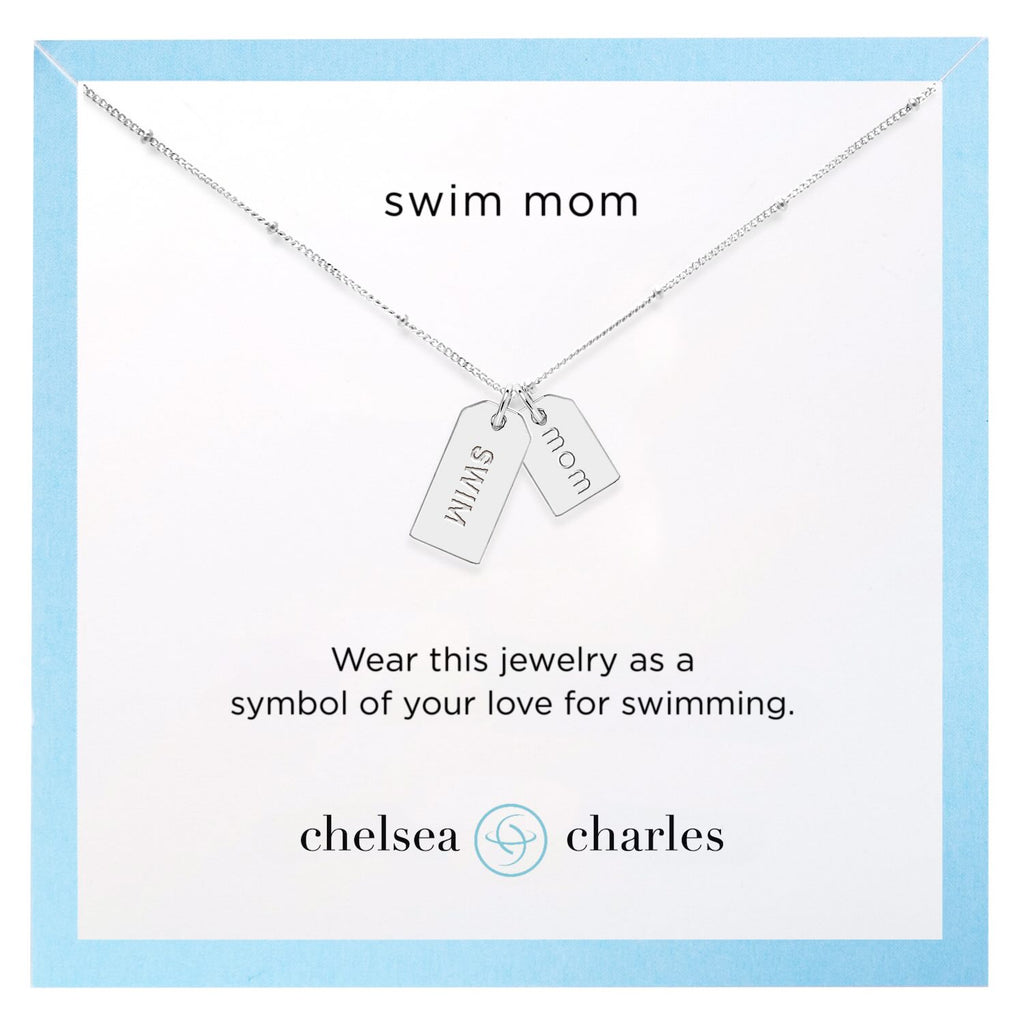 CC Sport Swim Mom Silver Double Charm Necklace by Chelsea Charles