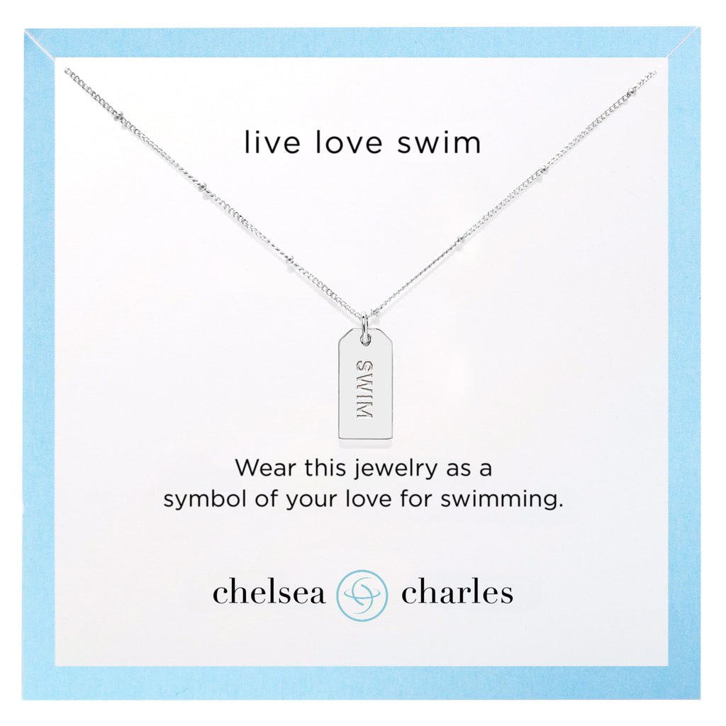 CC Sport Reversible Silver SWIM charm necklace by Chelsea Charles