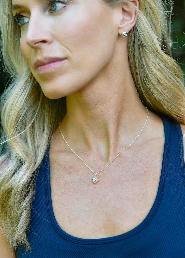 CC Sport Silver Pickleball Earrings and Necklace by Chelsea Charles