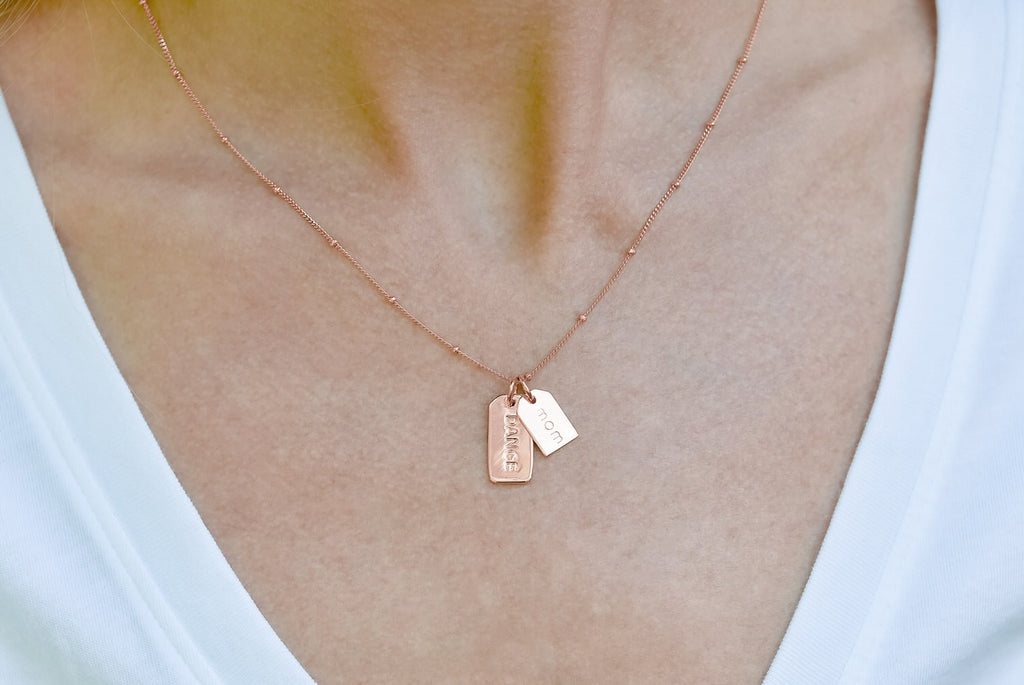 Rose Gold Dance Mom Double Charm Necklace
