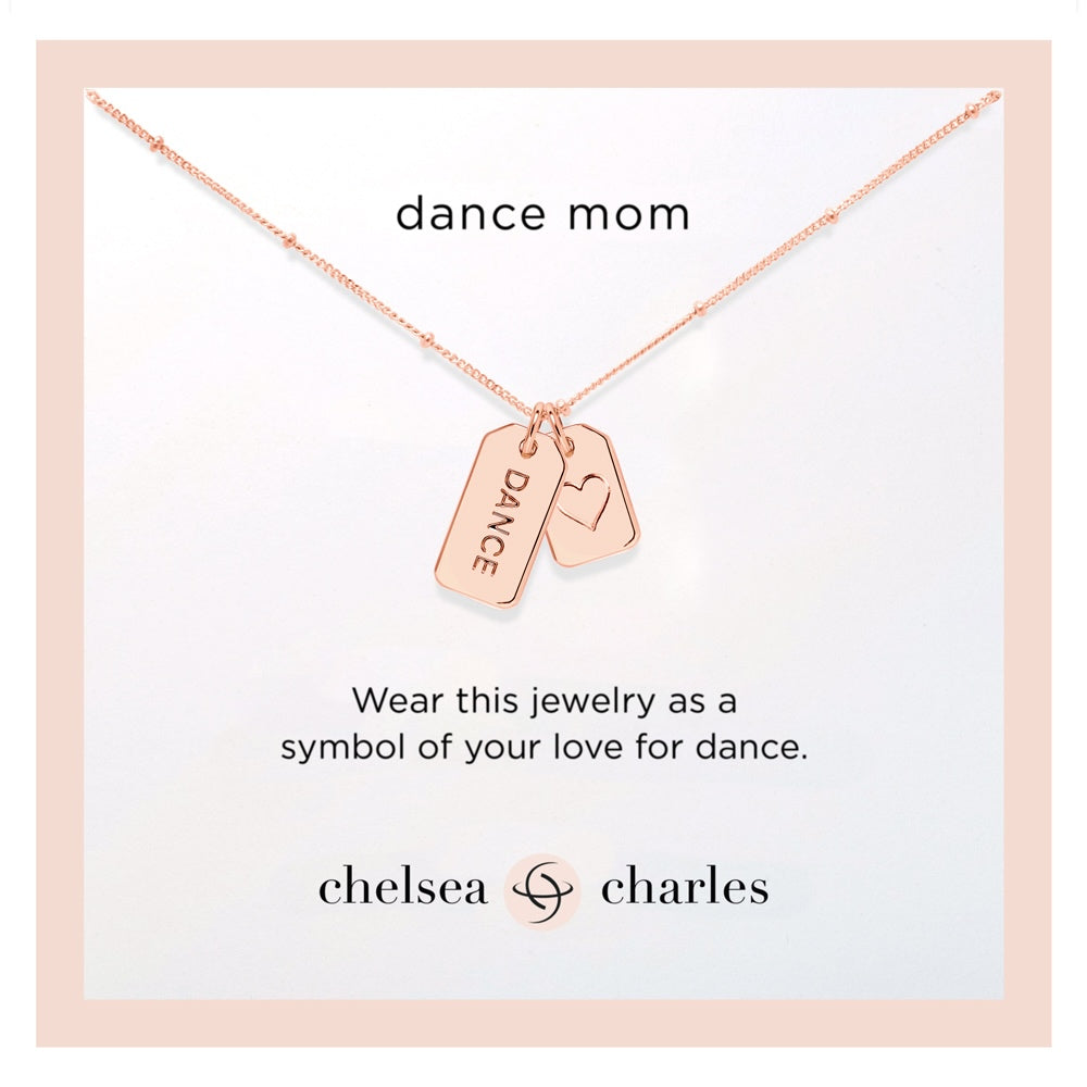 Rose Gold Dance Mom Double Charm Necklace