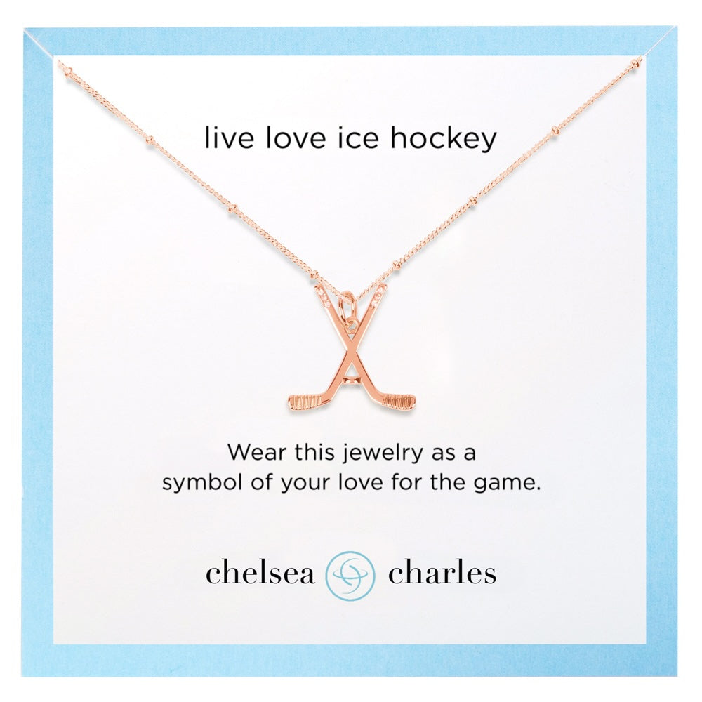 Rose Gold Ice Hockey Necklace by Chelsea Charles