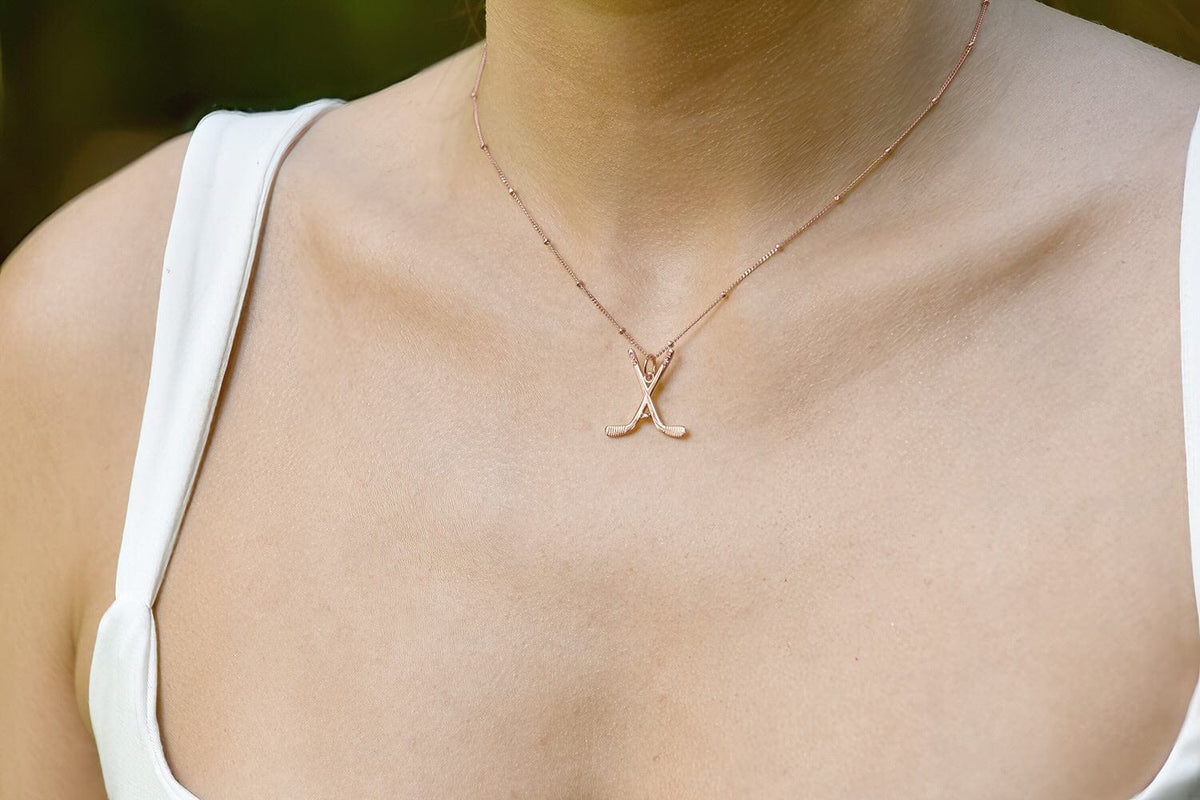 CC Sport Rose Gold Ice Hockey Charm Necklace by Chelsea Charles