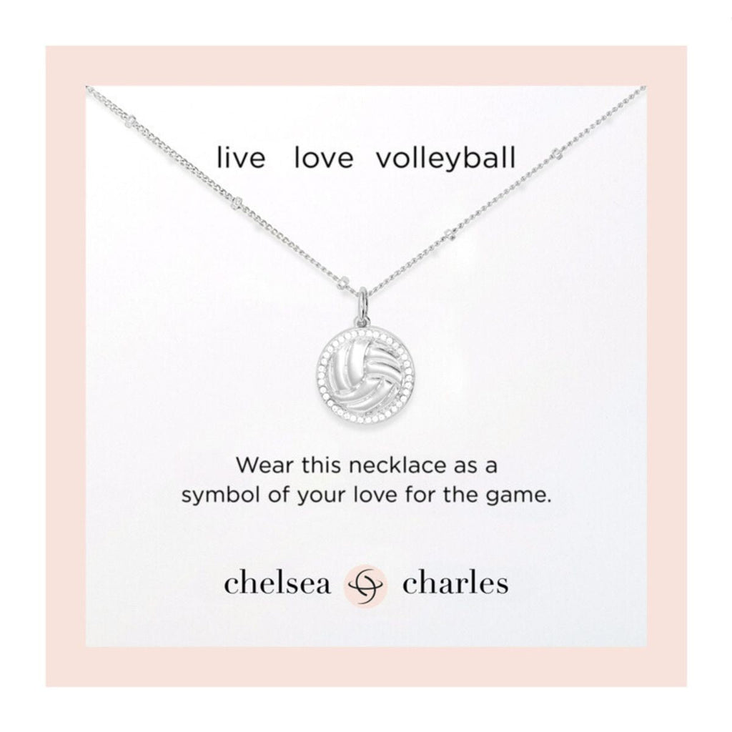 Silver Pavé Volleyball Necklace for Little Girls & Tweens