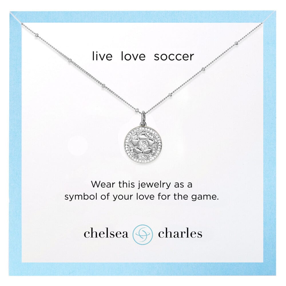 Silver Pavé Soccer Necklace