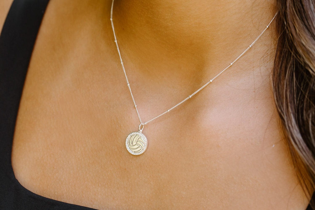 Silver Pavé Volleyball Necklace