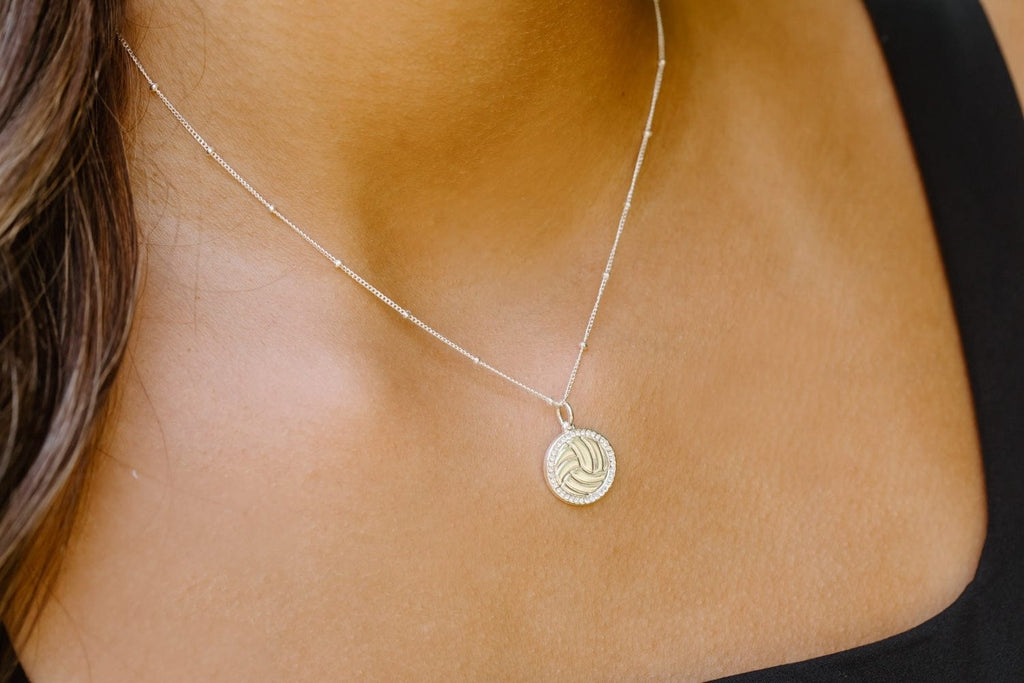 Silver Pavé Volleyball Necklace