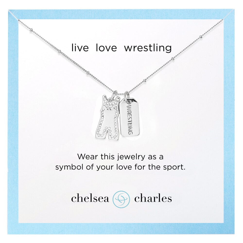 Silver Pavé Wrestling Double Charm Necklace