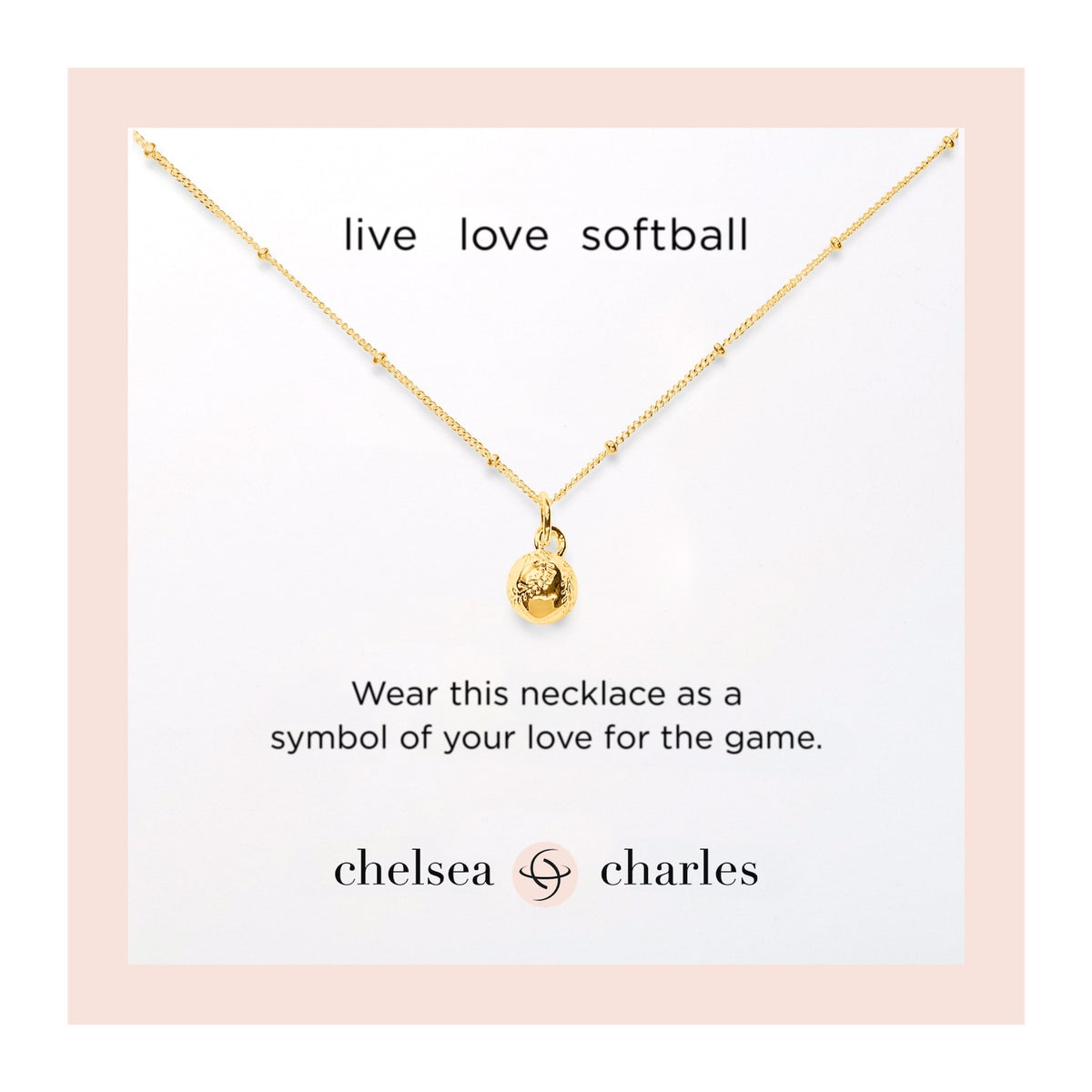 CC Sport Gold Softball Charm Necklace for Little Girls and Tweens