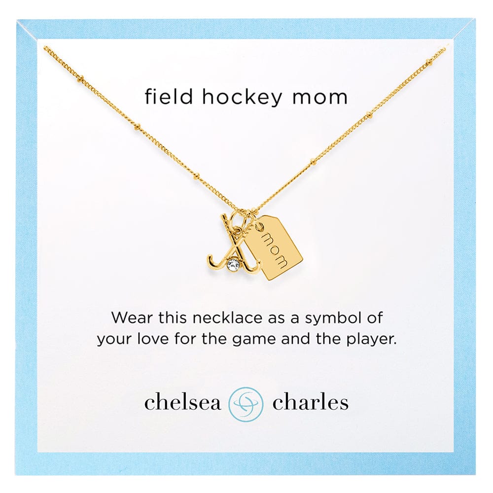 CC Sport Gold Field Hockey Mom Double Charm Necklace