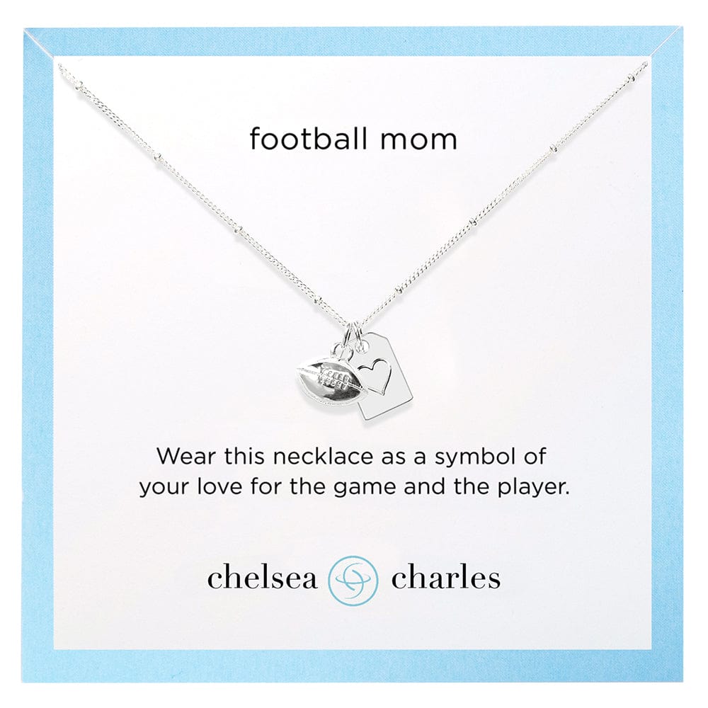 CC Sport Silver Football Mom Charm Necklace (mom tag flipped to show signature heart) by Chelsea Charles