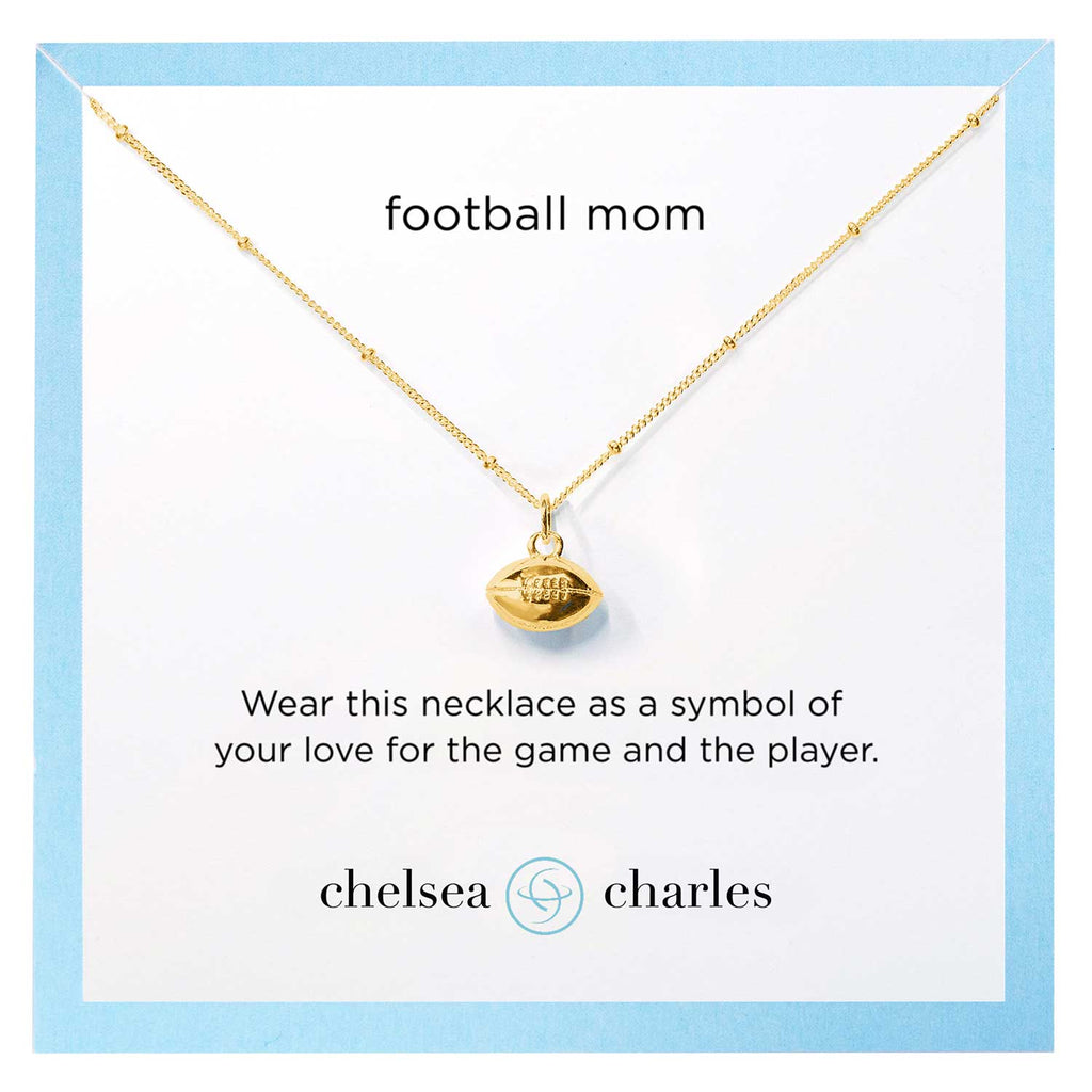 CC Sport gold football mom necklace by Chelsea Charles
