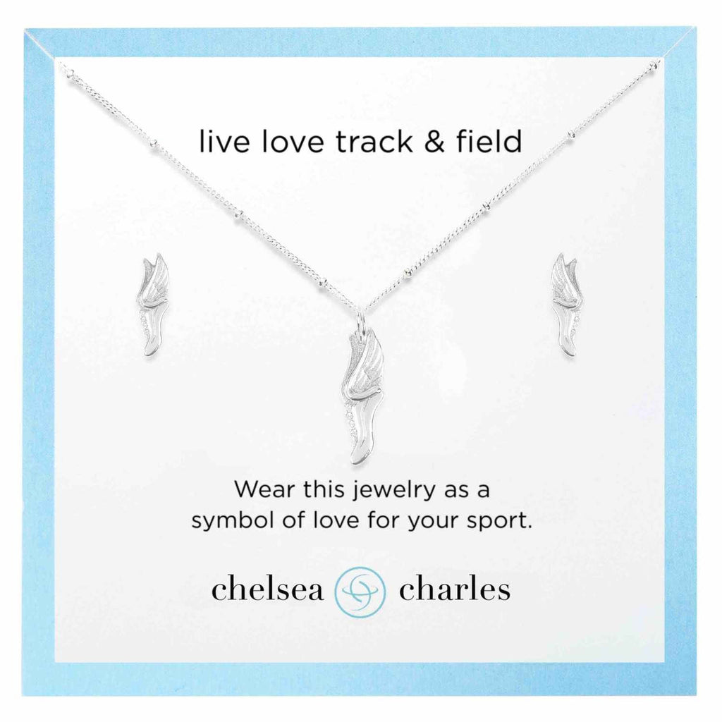 CC Sport Silver Track and Field Necklace and Earrings Gift Set