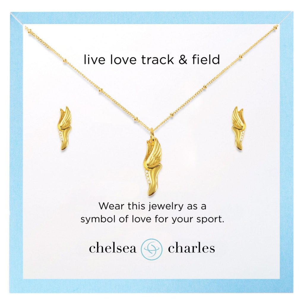 CC Sport Gold Track and Field Necklace and Earrings Gift Set