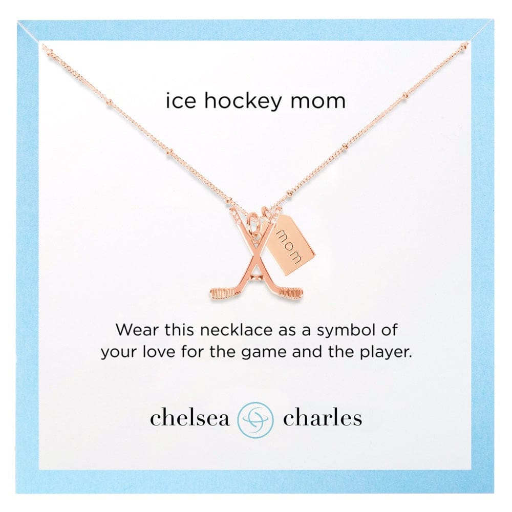 Chelsea Charles Jewelry Necklace CC Sport Rose Gold Ice Hockey Mom Double Charm Necklace