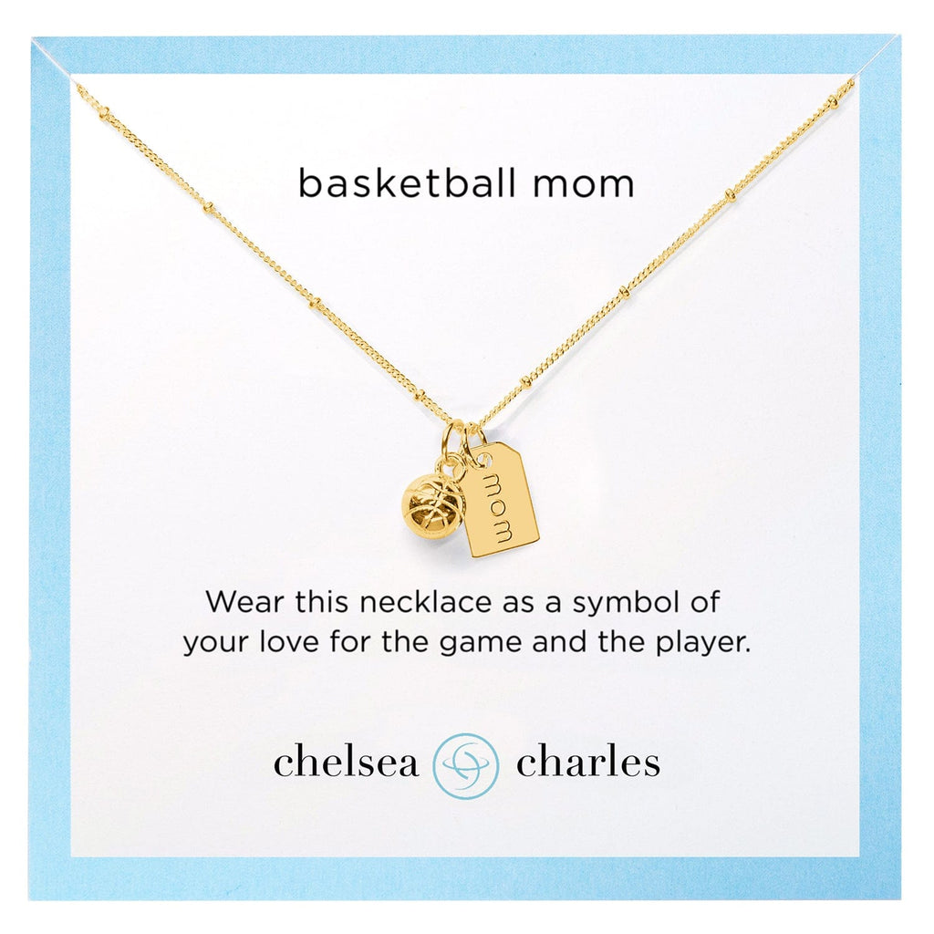 CC Sport Gold Basketball Mom Double Charm Necklace by Chelsea Charles